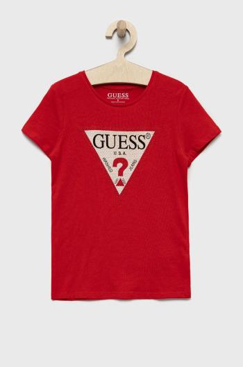 Detské tričko Guess červená farba,
