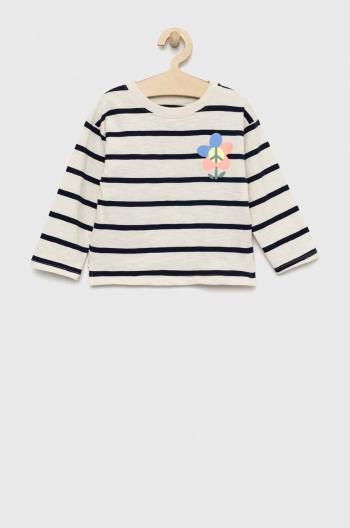 detská bavlnená košeľa s dlhým rukávom GAP béžová farba