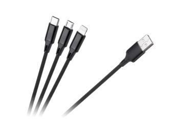 Kábel REBEL RB-6005-100-B USB 3v1 1m Black
