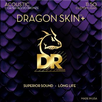 DR Strings Dragon Skin+ Coated 80/20 Custom Light 11-50 Struny pre akustickú gitaru