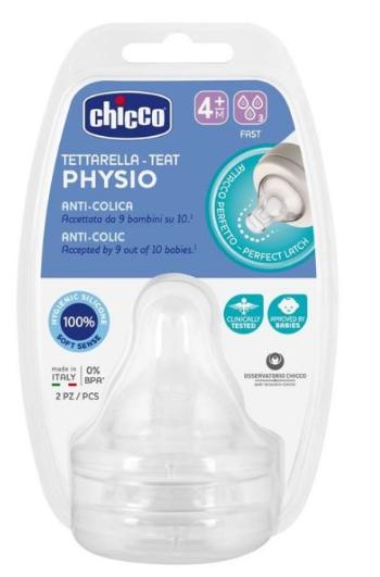 CHICCO Cumlík na fľašu Perfect 5/Well-Being fyziologický rýchly prietok 4m+ 2 ks