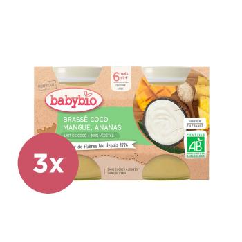 3x BABYBIO Brassé z kokosového mlieka mango ananás 2x 130 g