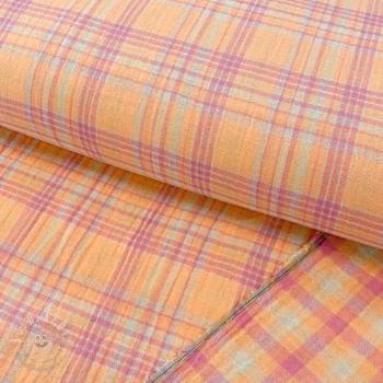 Dvojitá gázovina/mušelín Double sided CHECKS multicolour pink