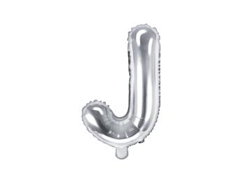 PartyDeco Fóliový balón Mini - Písmeno J 35cm strieborný