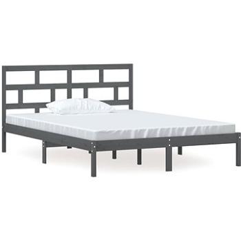 Rám postele sivý masívne drevo 150 × 200 cm King Size, 3101225