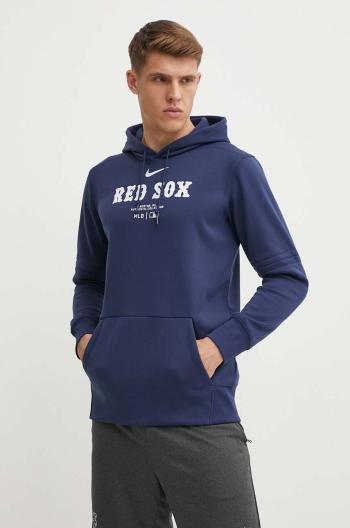 Mikina Nike Boston Red Sox pánska, tmavomodrá farba, s kapucňou, s potlačou