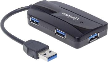 Manhattan 163590 3 porty USB 3.0 hub so zabudovanou čítačkou SD kariet čierna