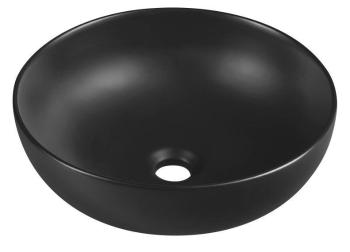 SAPHO - RONDANE keramické umývadlo, priemer 41x14 cm, na dosku, čierna matná AR435B