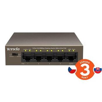 Tenda TEF1105P-4-38W 5× Switch with 4× PoE, max. 35 W, Extend mode, Fanless