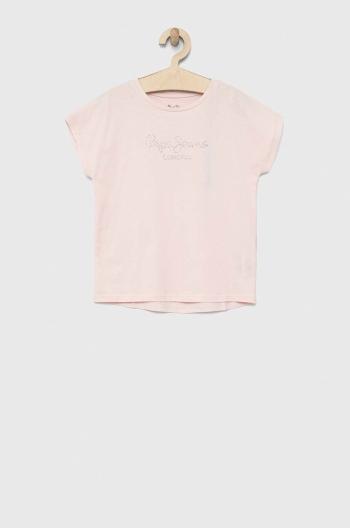 Detské bavlnené tričko Pepe Jeans Nuria ružová farba