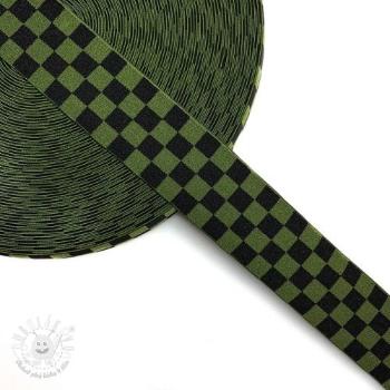 Guma hladká 4 cm Chequered jacquard army