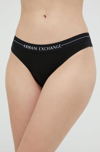 Brazílske nohavičky Armani Exchange čierna farba,