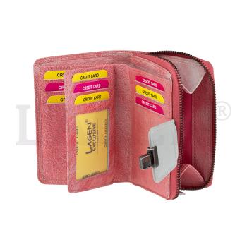Lagen Dámska peňaženka kožená 4495 Ružová/Svetlo šedá