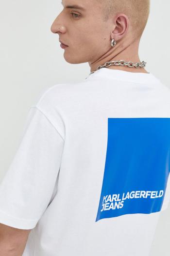 Bavlnené tričko Karl Lagerfeld Jeans biela farba, s potlačou