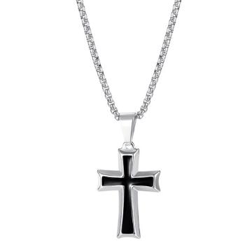 Náhrdelník Fine Cross Strieborná/Čierna KP22854