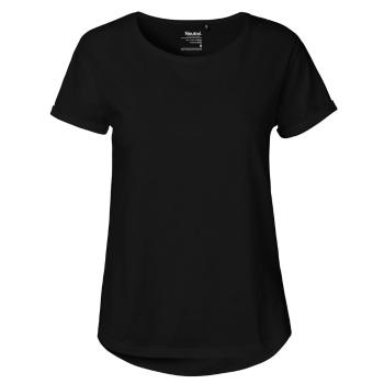 Neutral Dámske tričko s ohrnutými rukávmi z organickej Fairtrade bavlny - Čierna | L