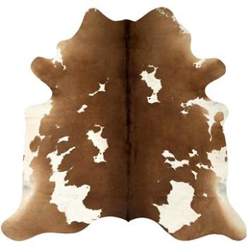 Koberec z pravej hovädzej kože hnedo-biely 150 × 170 cm (284344)