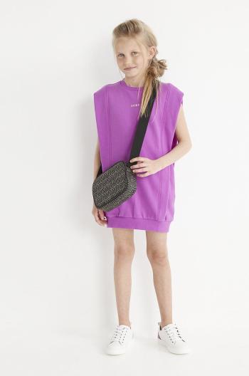 Dievčenské šaty Dkny fialová farba, mini, rovný strih