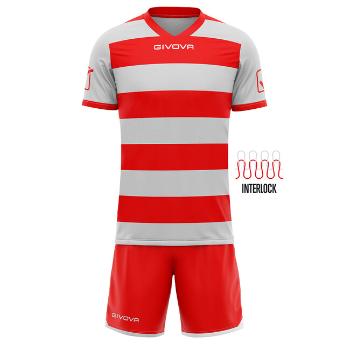 KIT RUGBY GRIGIO CHIARO/ROSSO Tg. M