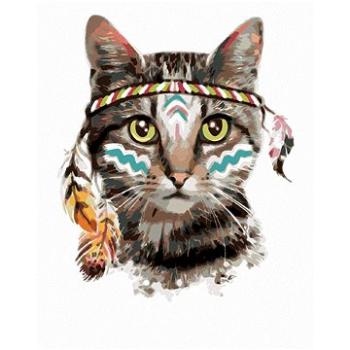 Maľovanie podľa čísel – Mačka s indiánskou čelenkou (HRAbz33493nad)