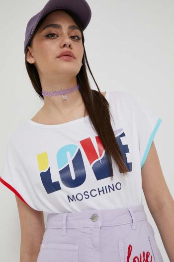 Bavlnené tričko Love Moschino biela farba