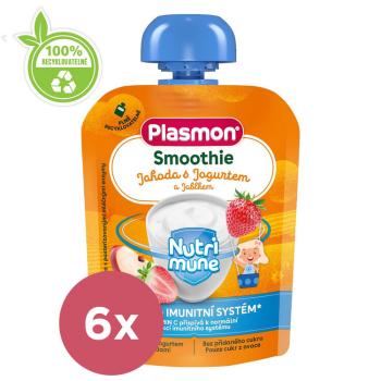 6x PLASMON Kapsička Smoothie NUTRI-MUNE bezlepková ovocie-jogurt jablko a jahoda 85g, 6 m+