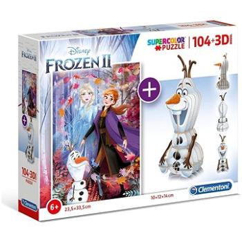 Clementoni Puzzle - Ľadové kráľovstvo 104 dielikov a 3D puzzle Olaf (8005125201709)