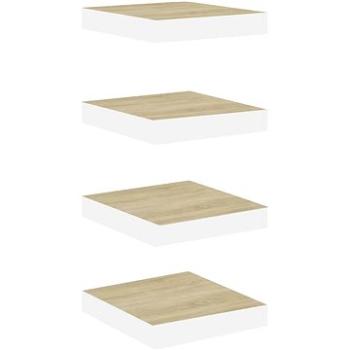 Shumee plávajúce nástenné 4 ks dub a biele 23 × 23,5 × 3,8 cm MDF, 326569