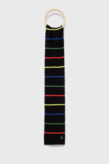 Detská šatka zo zmesi vlny United Colors of Benetton čierna farba, vzorovaný