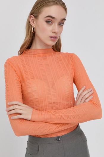 Tričko s dlhým rukávom Patrizia Pepe dámska, oranžová farba