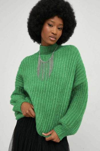 Vlnený sveter Answear Lab dámsky, zelená farba, s polorolákom
