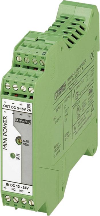 Phoenix Contact MINI-PS-12-24DC/5-15DC/2 sieťový zdroj na montážnu lištu (DIN lištu)   2 A  1 x