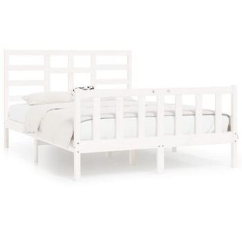 Rám postele biely masívne drevo 150 × 200 cm King Size, 3107619