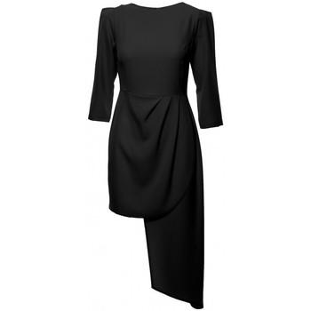 Makover  Šaty K047 Asymetrické plášťové šaty - čierne  viacfarebny