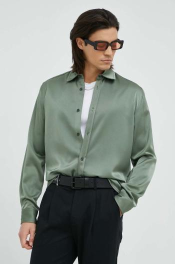 Košeľa Bruuns Bazaar Glam Norman pánska, zelená farba, regular, s klasickým golierom