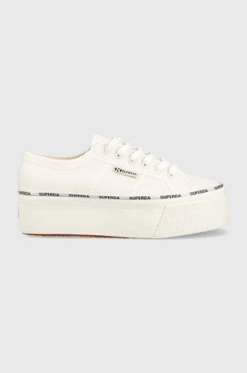 Tenisky Superga 2790 LOGO PIPING dámske, biela farba, S3125LW