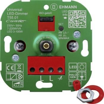 Ehmann 5500x0100 otočný stmievač Vhodné pre svietidlo: LED žiarovka, halogénová žiarovka, žiarovka