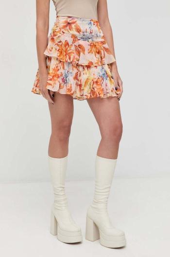 Sukňa Guess oranžová farba, mini, áčkový strih