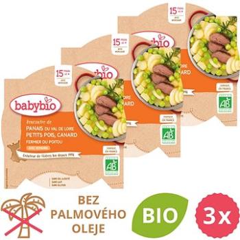 BABYBIO Paštrnák s hráškom a farmárskou kačicou 3× 260 g (BABY11815s)