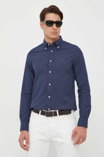 Bavlnená košeľa Tommy Hilfiger pánska, tmavomodrá farba, regular, s golierom button-down