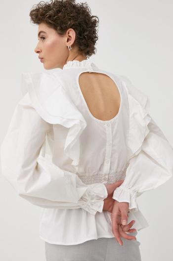 Bavlnená blúzka Bruuns Bazaar dámska, biela farba, jednofarebná
