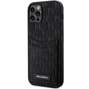 Karl Lagerfeld Saffiano Monogram Card Slot Zadný Kryt na iPhone 12/12 Pro Black (KLHCP12MSAKLHPPK)