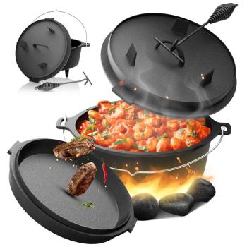 Broil-master® Liatinový kotlík s nožičkami, 13 L, čierny