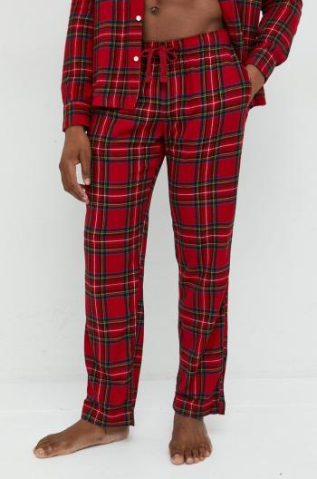 Pyžamové nohavice Abercrombie & Fitch pánske, červená farba, vzorovaná