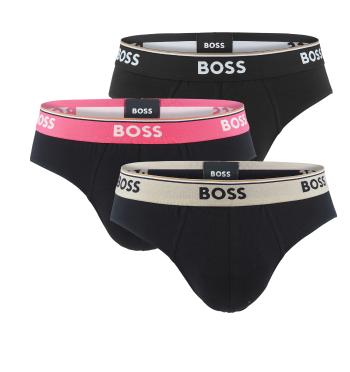 BOSS - slipy 3PACK cotton stretch power design black with color waist - limitovaná fashion edícia (HUGO BOSS)-M (83-89 cm)