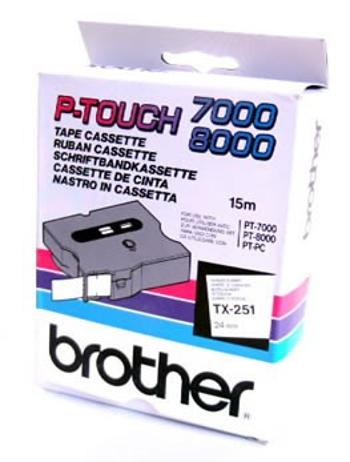 Brother TX-251, 24mm x 15m, čierna tlač / biely podklad, originálna páska