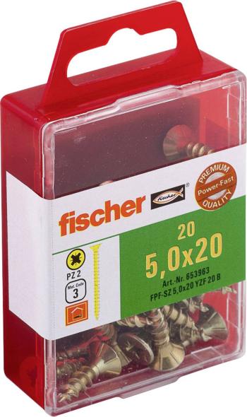 Fischer  653963 skrutka so zápustnou hlavou 5 mm 20 mm krížová dražka Pozidriv     glavanizované zinkom 20 ks