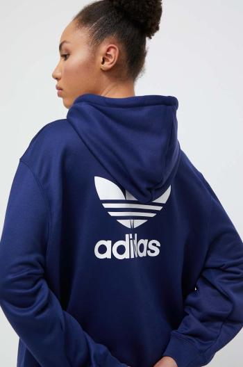 Mikina adidas Originals dámska, tmavomodrá farba, s kapucňou, s potlačou, IP0584