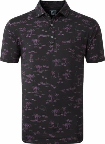 Footjoy Tropic Golf Print Mens Polo Shirt Black/Orchid 2XL