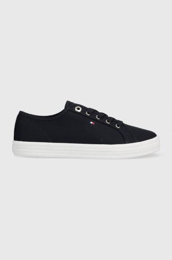 Tenisky Tommy Hilfiger ESSENTIAL VULCANIZED SNEAKER dámske, tmavomodrá farba, FW0FW07119